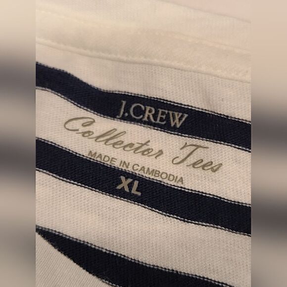 J. Crew Sequin Pineapple Tee, Navy & White Striped, Summer, Spring | XL - Picture 5 of 10
